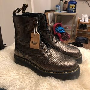 Doc Martens Studded Emboss Leather Platform Boots